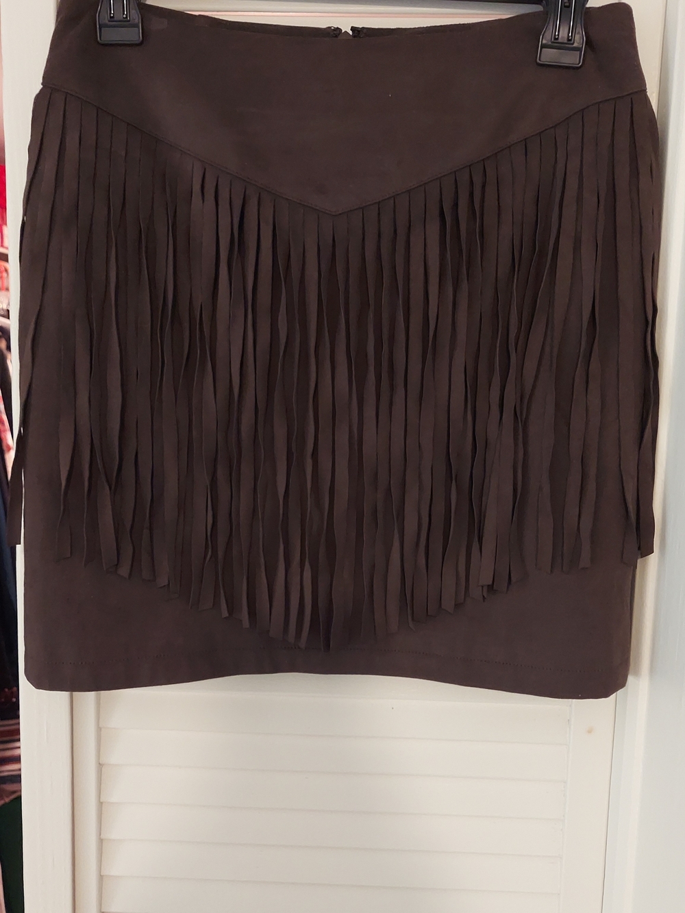 Ariat Brown FAUX Suede Fringe Mini Skirt